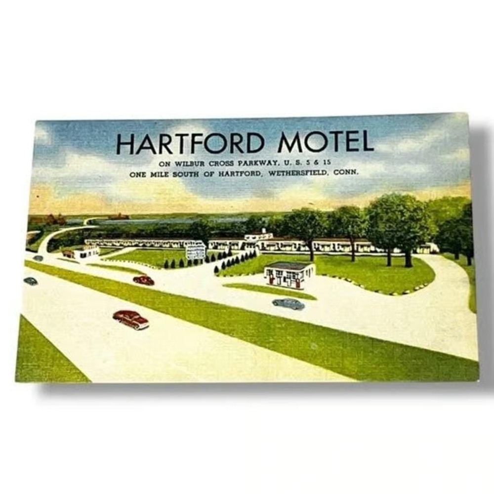 Postcard Hartford Motel Wethersfield Connecticut Roadside Linen Card C354
